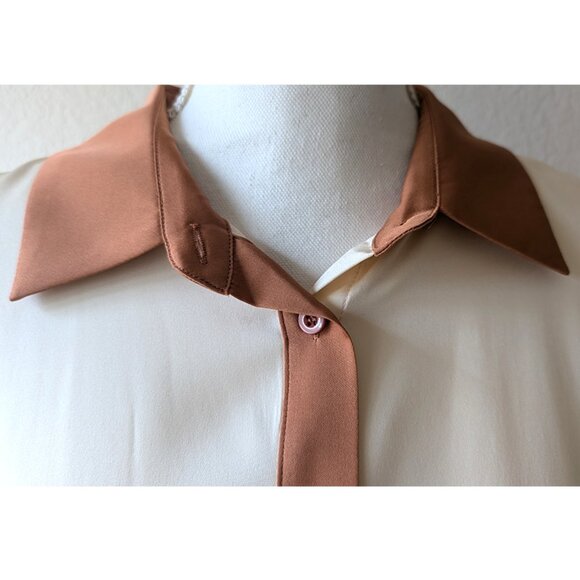 LilySilk Women Casual Color Block Silk Shirt - Size M - Picture 7 of 13